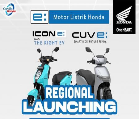 Honda wilayah Riau akan gelar regional launching dua motor listrik barunya di Mal Ska, Pekanbaru. Foto Ist